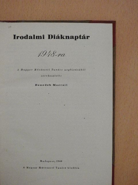Gyergyai Albert - Irodalmi Diáknaptár 1948-ra [antikvár]