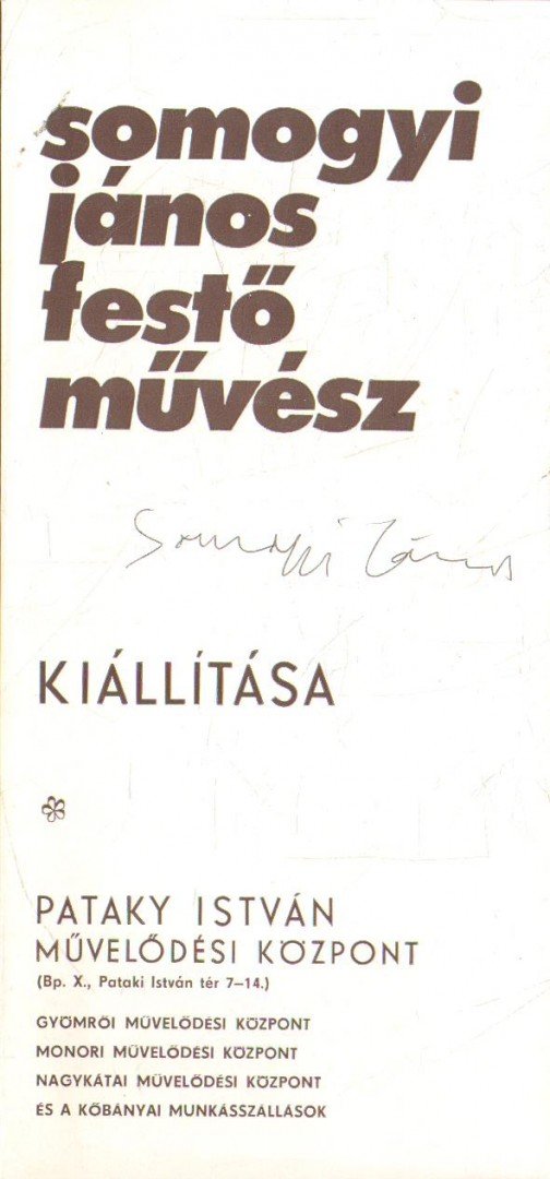 BERECZKY LÓRÁND - Somogyi János festőművész kiállítása [antikvár]