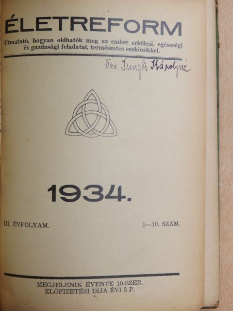 Dr. med. Bircher-Benner - Életreform 1934. (nem teljes évfolyam) [antikvár]