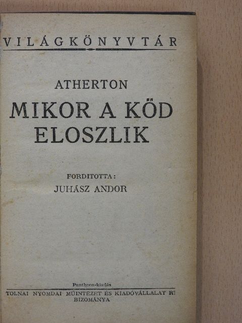 Atherton - Mikor a köd eloszlik [antikvár]