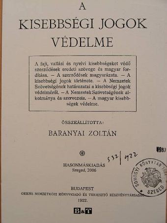 Danilovics Pál - A kisebbségi jogok védelme [antikvár]