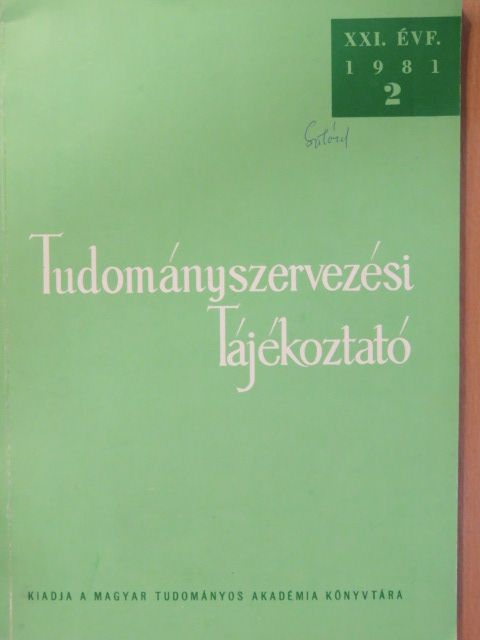 Tudományszervezési Tájékoztató 1981/2. [antikvár]