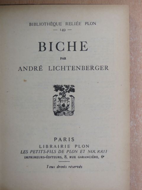 André Lichtenberger - Biche [antikvár]