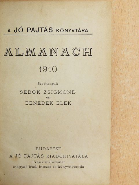 Eötvös Károly Lajos - Almanach 1910 [antikvár]