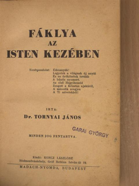 Dr. Tornyai János - Fáklya az Isten kezében [antikvár]