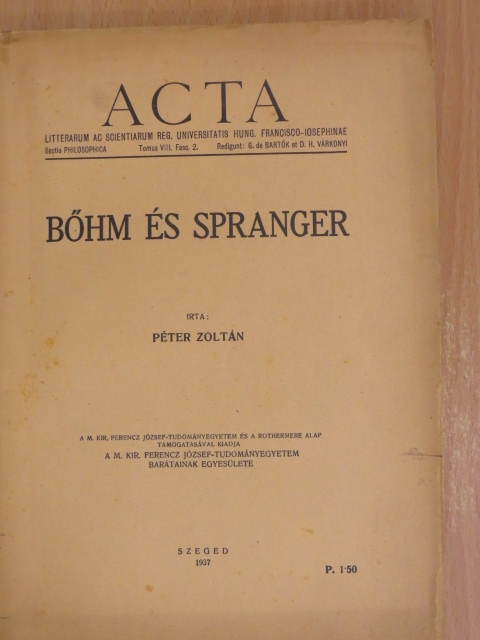 Péter Zoltán - Bőhm és Spranger [antikvár]