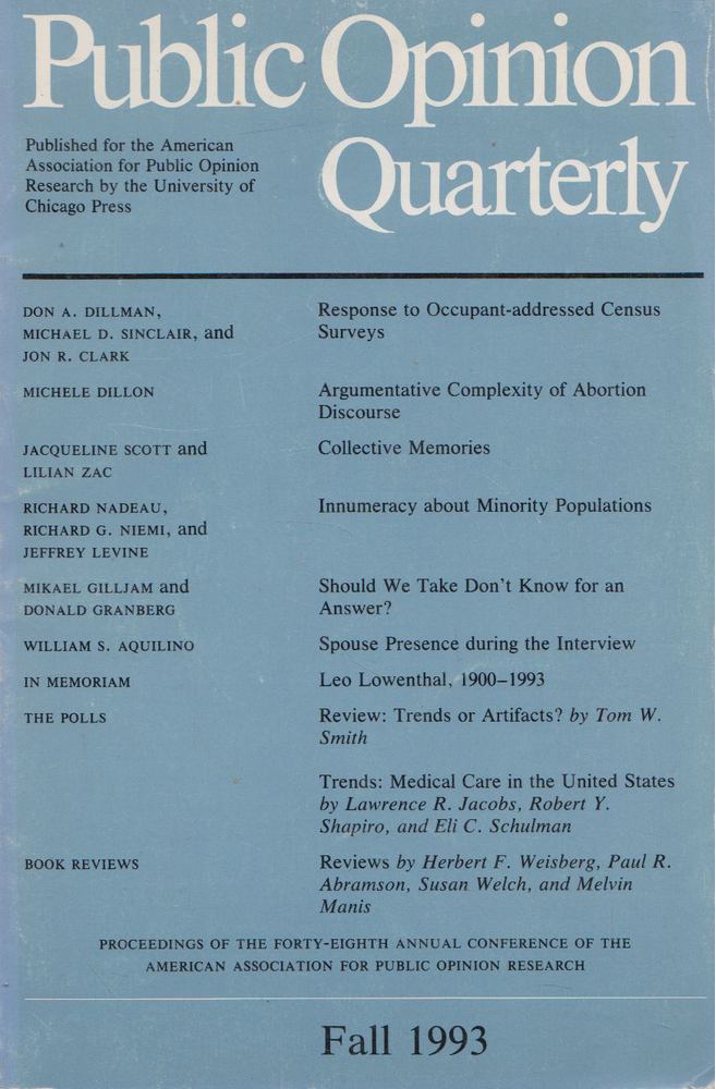 Public Opinion Qaurterly - Fall 1993 [antikvár]