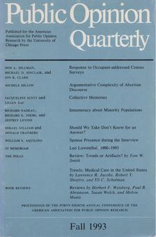 Public Opinion Qaurterly - Fall 1993 [antikvár]