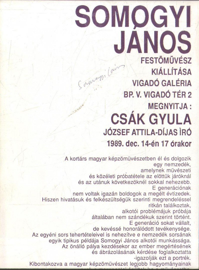 BERECZKY LÓRÁND - Somogyi János festőművész kiállítása [antikvár]