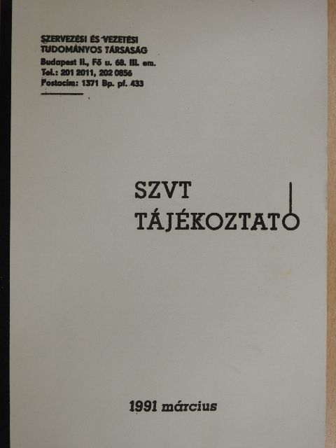 SZVT Tájékoztató 1991. március [antikvár]