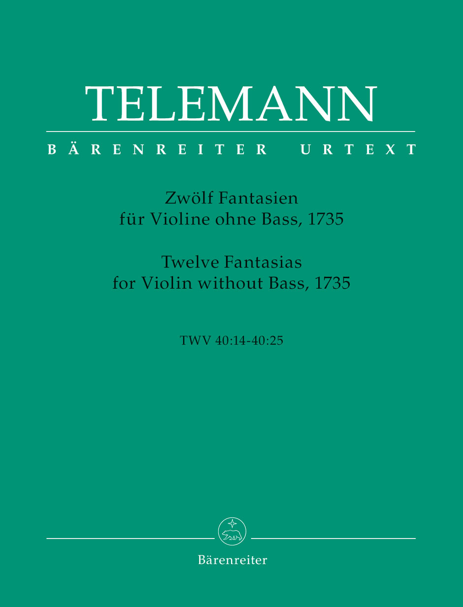TELEMANN - ZWÖLF FANTASIEN FÜR VIOLINE OHNE BASS, 1735 TWV 40:14-40:25 URTEXT