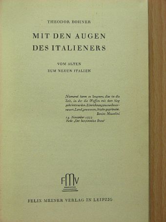 Theodor Bohner - Mit den augen des italieners [antikvár]