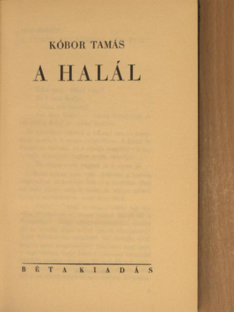 Kóbor Tamás - A halál [antikvár]