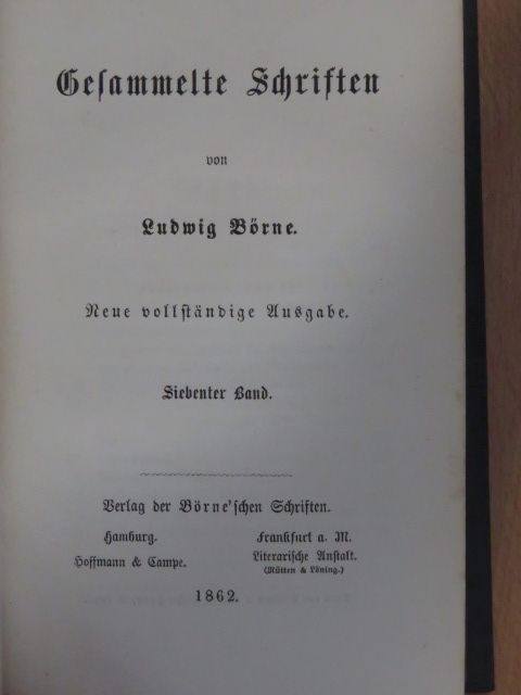 Ludwig Börne - Gesammelte Schriften von Ludwig Börne VII. (gótbetűs) [antikvár]