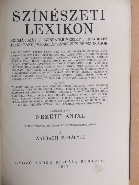 Baktay Ervin - Színészeti lexikon I. (töredék) [antikvár]