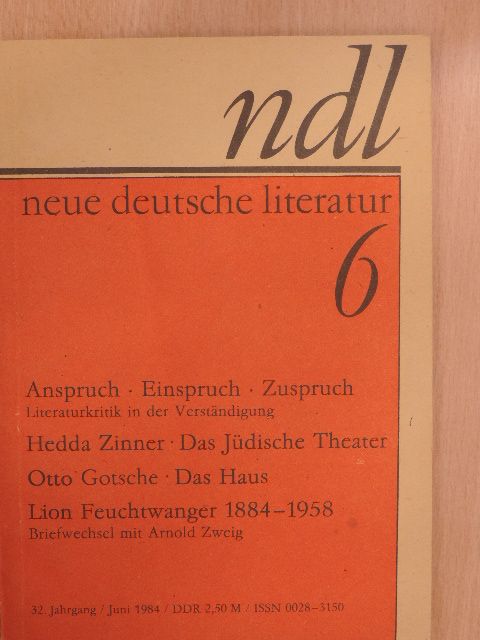 Ernst Braun - Neue Deutsche Literatur Juni 1984 [antikvár]