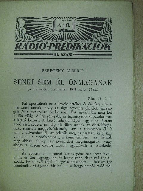 Bereczky Albert - Senki sem él önmagának [antikvár]