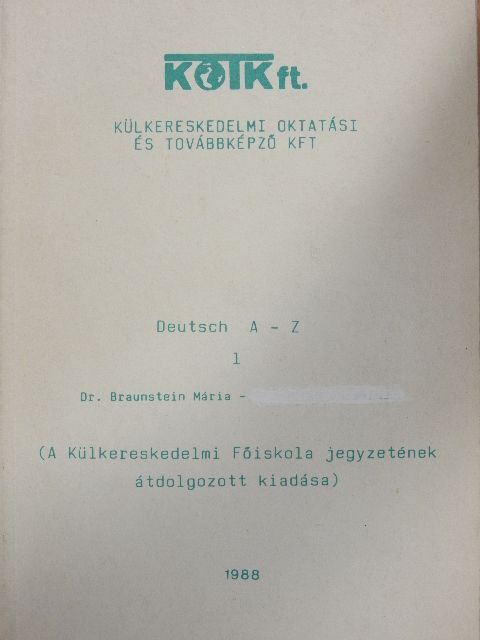 Dr. Belső Józsefné - Deutsch A-Z 1. [antikvár]