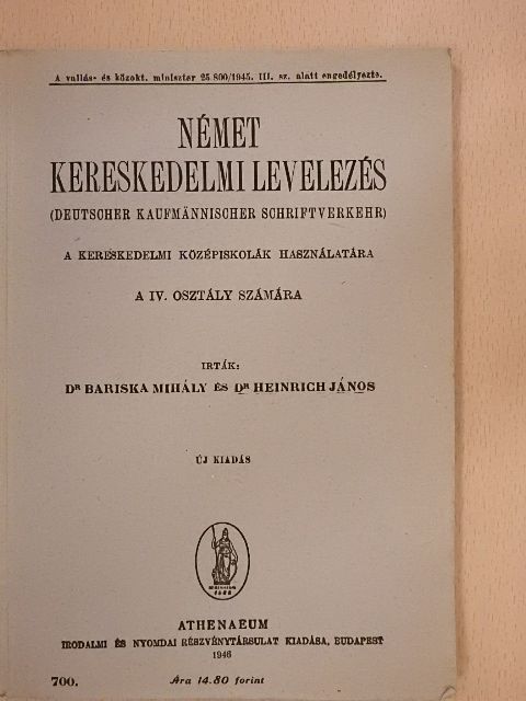 Dr. Bariska Mihály - Német kereskedelmi levelezés [antikvár]