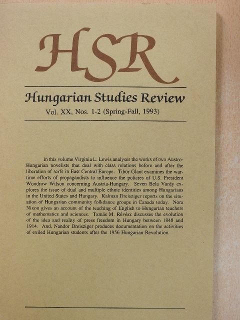 Nora Nixon - Hungarian Studies Review Spring-Fall, 1993 [antikvár]
