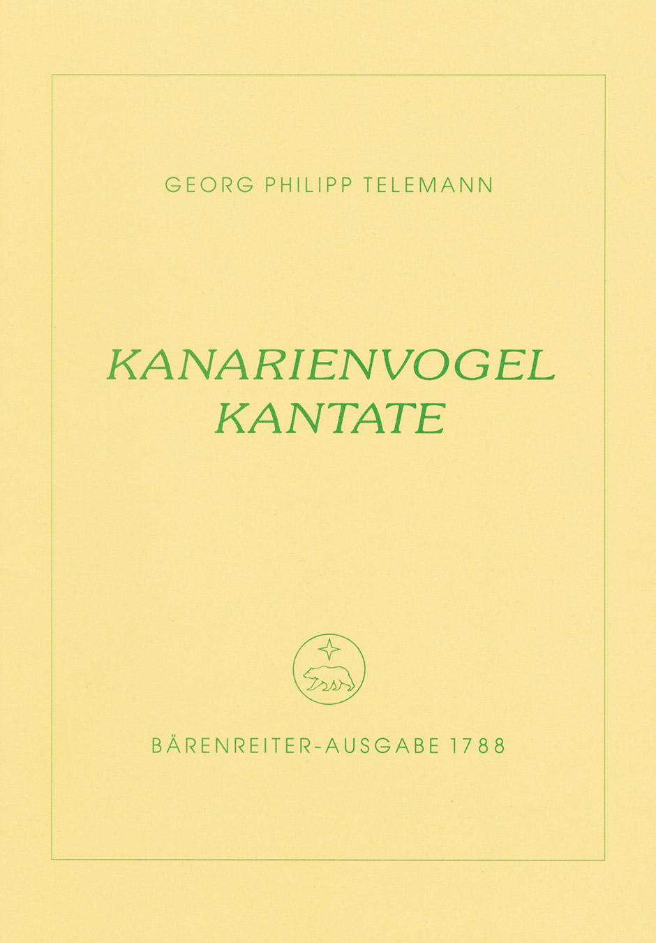 TELEMANN - KANARIENVOGEL KANTATE, EINE TRAGIKOMISCHE KANTATE PARTITUR UND STIMMEN