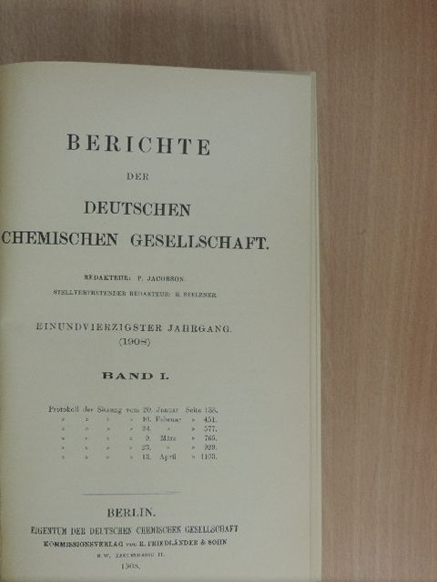 A. Bach - Berichte der Deutschen Chemischen Gesellschaft 1908/I-II. [antikvár]