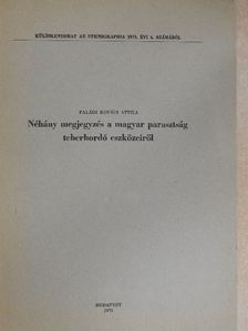 Paládi Kovács Attila - Néhány megjegyzés a magyar parasztság teherhordó eszközeiről [antikvár]