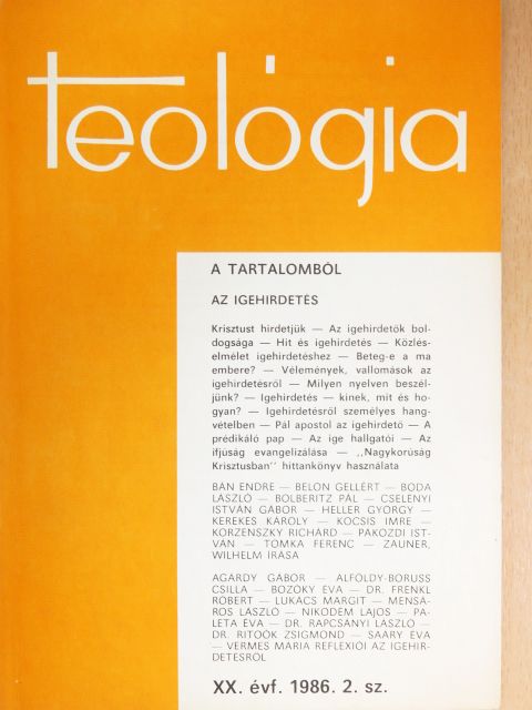 Bán Endre - Teológia 1986/2. [antikvár]