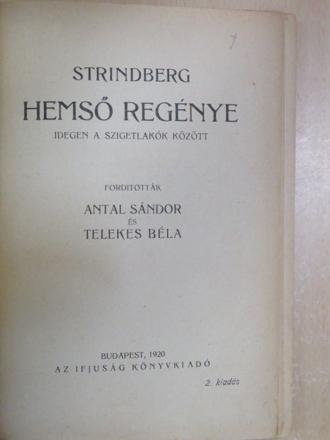 Strindberg - Hemső regénye [antikvár]