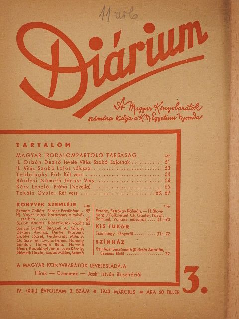 Bárdosi Németh János - Diárium 1943. március [antikvár]