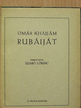 Omar Khajjám - Rubáiját [antikvár]