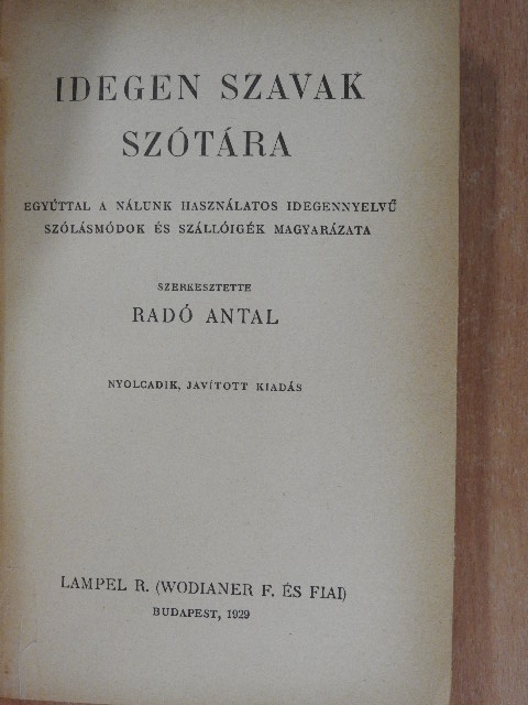 Idegen szavak szótára [antikvár]
