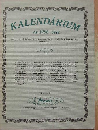 Kalendárium az 1986. évre [antikvár]