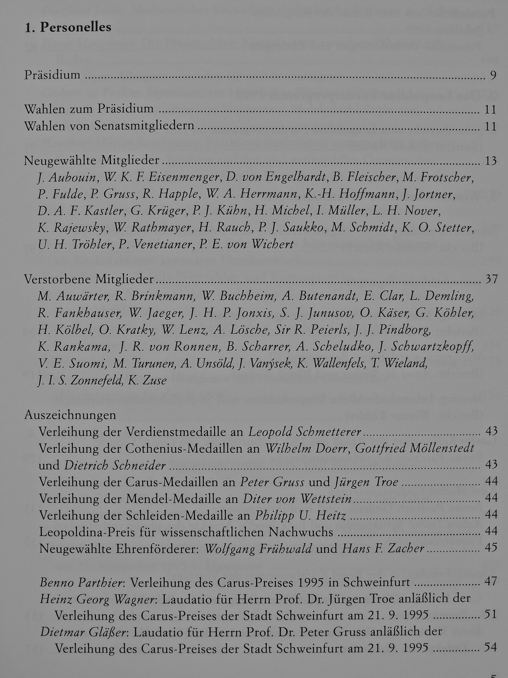 Benno Parthier - Deutsche Akademie der Naturforscher Leopoldina Jahrbuch 1995 [antikvár]