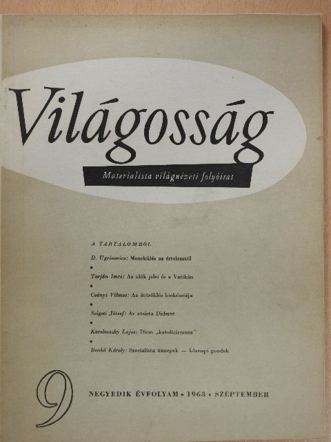 Bellér Béla - Világosság 1963. szeptember [antikvár]