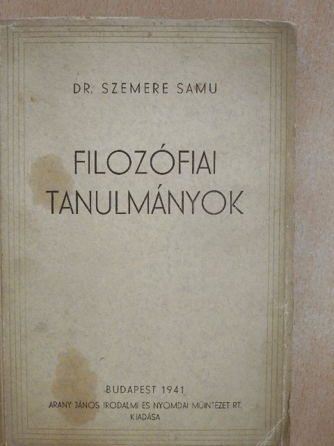 Dr. Szemere Samu - Filozófiai tanulmányok [antikvár]