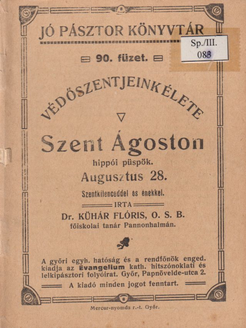 DR. KÜHÁR FLÓRIS - Szent Ágoston [antikvár]