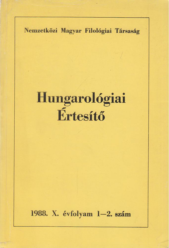 Jankovics József - Hungarológiai Értesítő 1988. X. évfolyam 1-2. szám [antikvár]