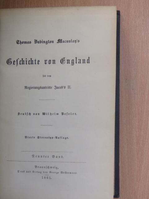 Thomas Babington Macaulay - Geschichte von England IX. (gótbetűs) [antikvár]
