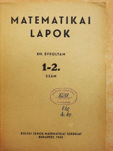 Békéssy András - Matematikai lapok 1965/1-2. [antikvár]