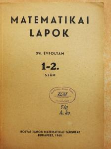 Békéssy András - Matematikai lapok 1965/1-2. [antikvár]