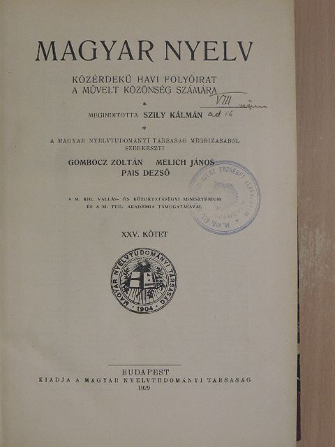 Balogh József - Magyar Nyelv 1929. január-december [antikvár]