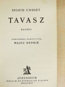 Sigrid Undset - Tavasz  [antikvár]