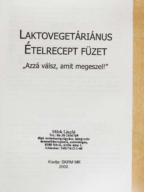 Laktovegetáriánus ételrecept füzet [antikvár]