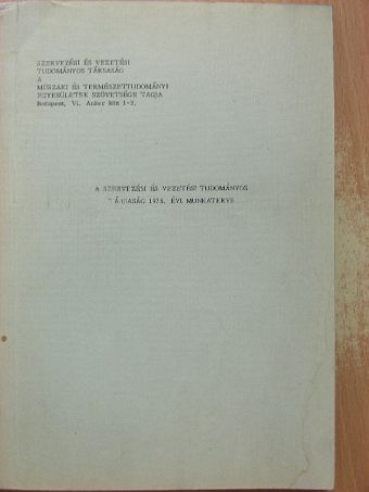 A Szervezési és Vezetési Tudományos Társaság 1978. évi munkaterve [antikvár]