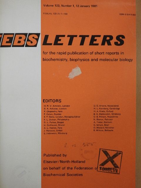 H. E. Harris - Febs Letters Volume 123, Number 1-2./Volume 124, Number 1-2. [antikvár]