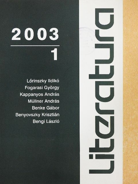 Bengi László - Literatura 2003/1. [antikvár]