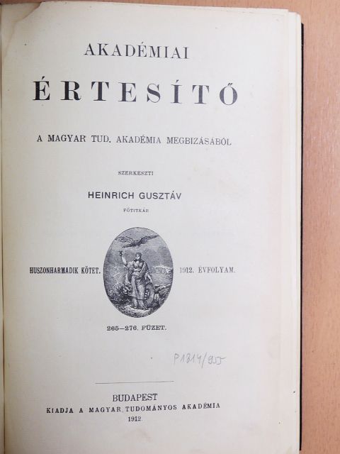 Ballagi Aladár - Akadémiai Értesítő 1912. január-december [antikvár]