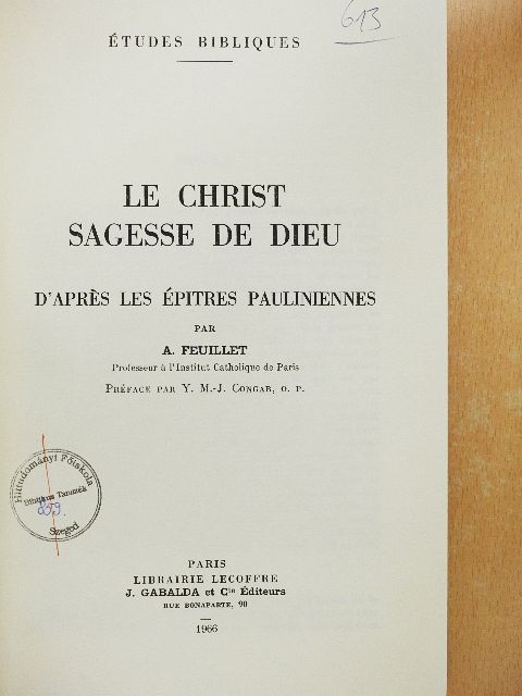 A. Feuillet - Le Christ Sagesse de Dieu [antikvár]