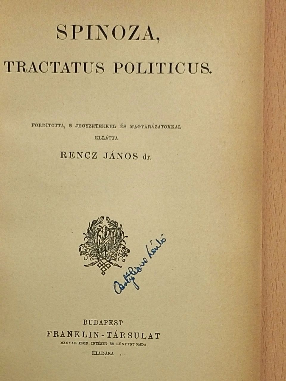 Spinoza - Tractatus politicus [antikvár]